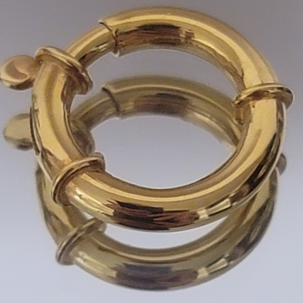 21K gold. 
Polished Gold Spring Ring Connector for Necklaces - Picture 3 of 9